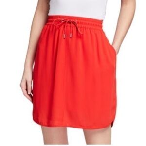 Banana Republic Elastic Waistband Drawstring Mini Skirt Medium Coral Pockets